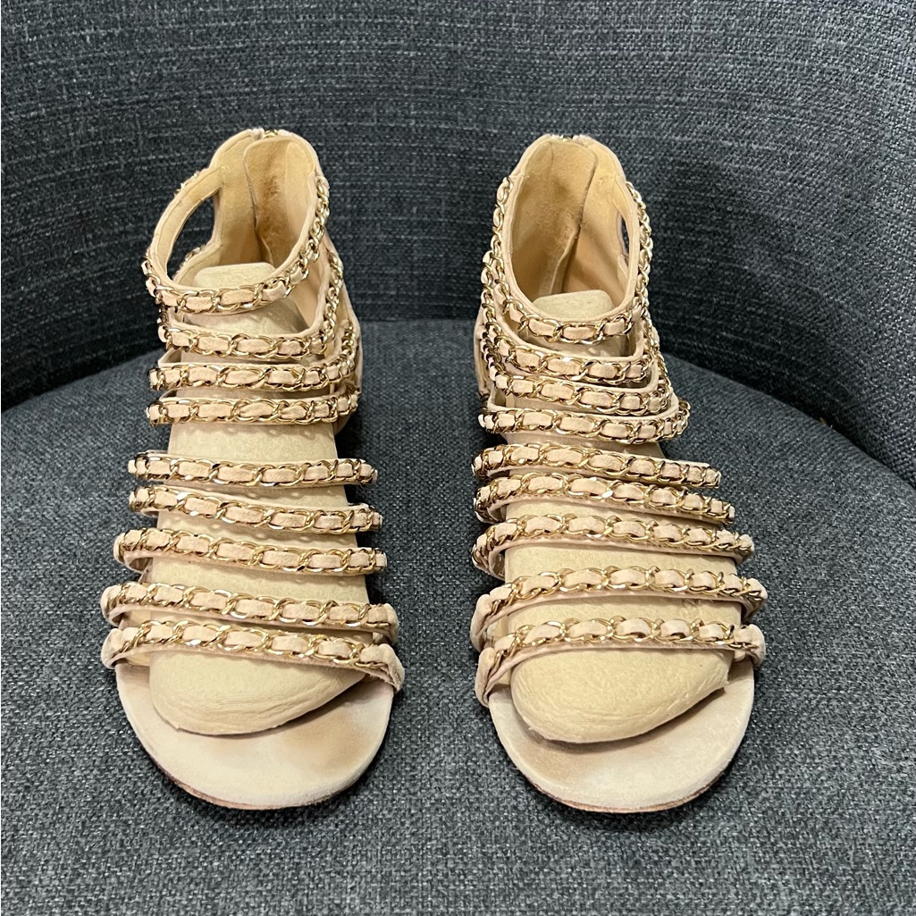 Chanel Beige Chain-Strap Gladiator Sandals